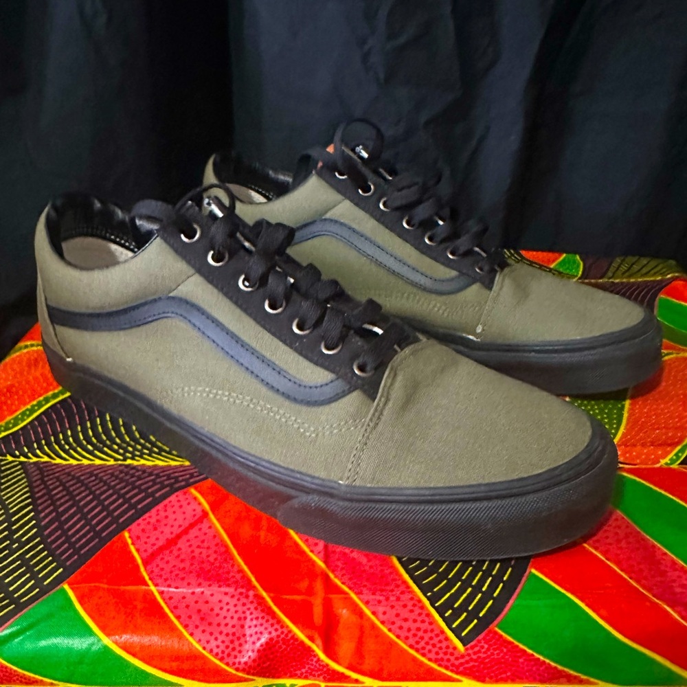 Olive Green and Black Vans canvas men size 14